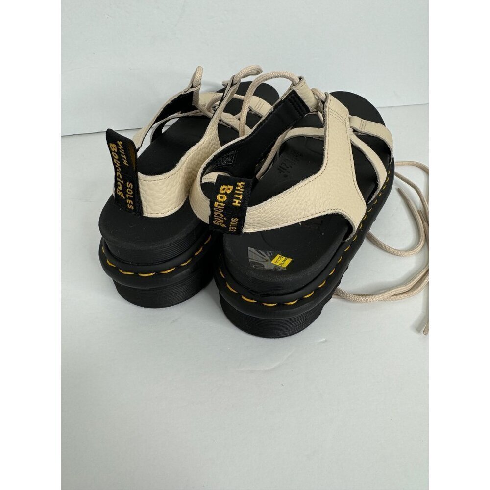 Doc Dr. Martens Nartilla Platform Beige Lace Up Sandals Leather Size 10 42 NEW - Picture 4 of 5
